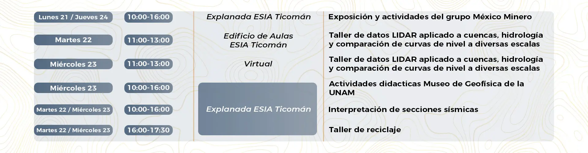 programa de actividades 8va semana de geociencias